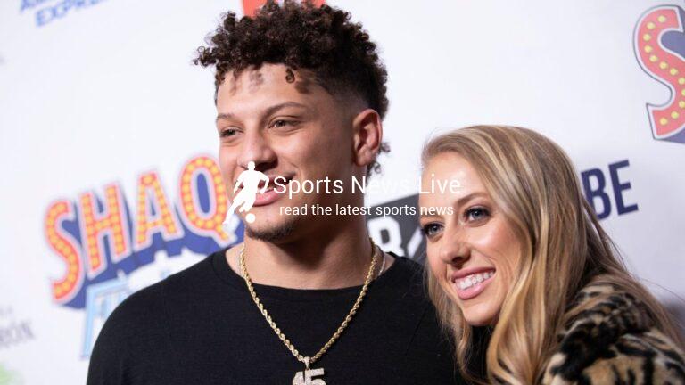 Kansas City Chiefs QB Patrick Mahomes shows off his one-month-old baby