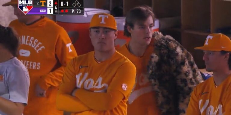 Tennessee baseball celebrates home run with fur coat