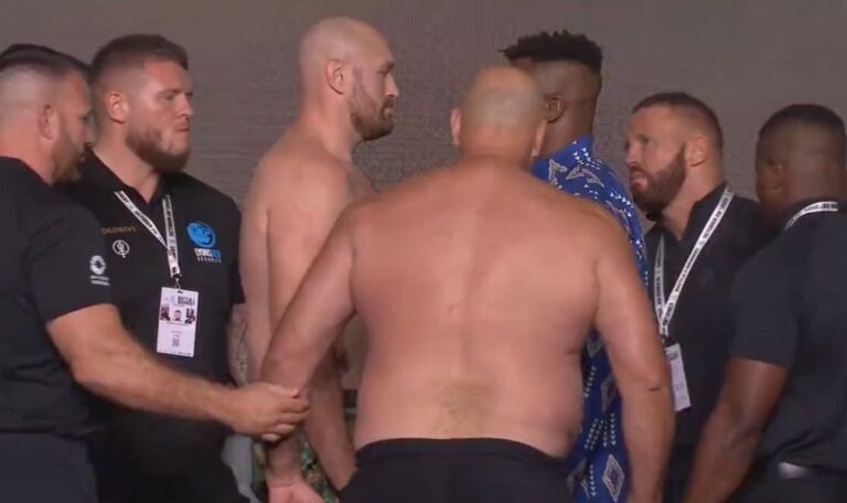 Tyson Fury left red-faced as half naked dad John joins Francis Ngannou face-off | Boxing | Sport
