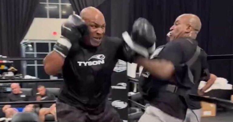 Mike Tyson nearly hammers own coach with brutal left hook in Jake Paul warning | Boxing | Sport
